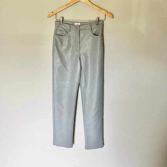 Aritzia Wilfred The Melina High Rise Vegan Leather Pants in Marble Grey - Picture 9 of 11